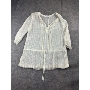 SAHARA‎ Women's Size 34 Mesh Lace Polka Dot Tie Waist Boho Coastal Fairy Whimsy